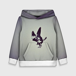 Толстовка-худи детская Атакующий ястреб, цвет: 3D-белый