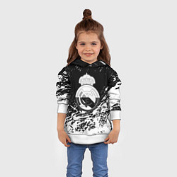 Толстовка-худи детская Реал Мадрид краски текстура, цвет: 3D-белый — фото 2