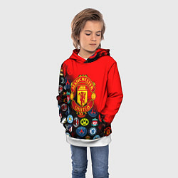 Толстовка-худи детская Манчестер Юнайтед логотипы команд, цвет: 3D-белый — фото 2