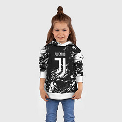 Толстовка-худи детская Juventus белые штрихи красок, цвет: 3D-белый — фото 2