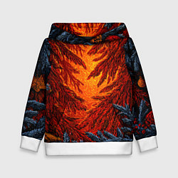 Толстовка-худи детская Новогодние ветки елок, цвет: 3D-белый