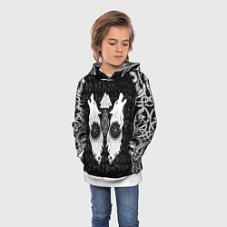 Толстовка-худи детская Волки воины с символикой, цвет: 3D-белый — фото 2