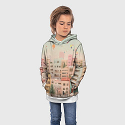 Толстовка-худи детская Объемный новогодний город, цвет: 3D-белый — фото 2
