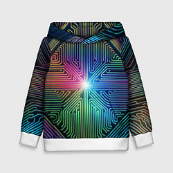 Толстовка-худи детская Линейная графика, цвет: 3D-белый