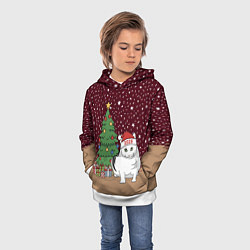 Толстовка-худи детская Кот Бендер и ёлка, цвет: 3D-белый — фото 2