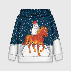 Толстовка-худи детская Кот Бендер и огненный конь - 2026, цвет: 3D-белый