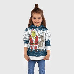 Толстовка-худи детская Шрек и Осел - новый год, цвет: 3D-белый — фото 2