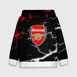 Толстовка-худи детская Арсенал молнии шторм, цвет: 3D-белый