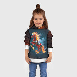 Толстовка-худи детская Огненная лошадь киборг, цвет: 3D-белый — фото 2