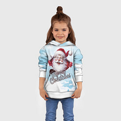 Толстовка-худи детская Санта в зимнем лесу, цвет: 3D-белый — фото 2