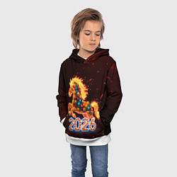 Толстовка-худи детская Праздничная лошадь, цвет: 3D-белый — фото 2