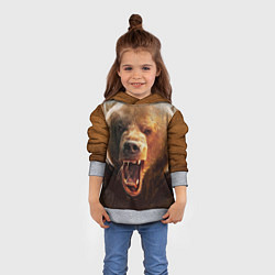 Толстовка-худи детская Рык медведя, цвет: 3D-меланж — фото 2