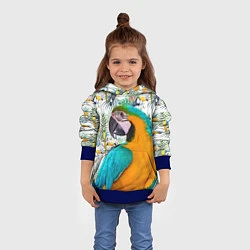 Толстовка-худи детская Летний попугай, цвет: 3D-синий — фото 2