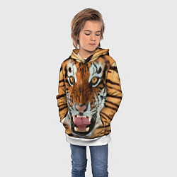 Толстовка-худи детская Взгляд тигра, цвет: 3D-белый — фото 2