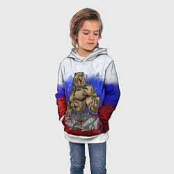 Толстовка-худи детская Русский медведь, цвет: 3D-белый — фото 2