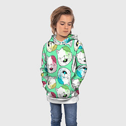 Толстовка-худи детская Drop Dead: Kitty Heads, цвет: 3D-белый — фото 2