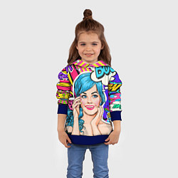 Толстовка-худи детская Pop art, цвет: 3D-синий — фото 2