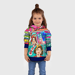 Толстовка-худи детская POP ART, цвет: 3D-синий — фото 2