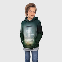 Толстовка-худи детская I still want to believe, цвет: 3D-меланж — фото 2