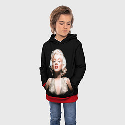 Толстовка-худи детская Мерлин Монро 2, цвет: 3D-красный — фото 2