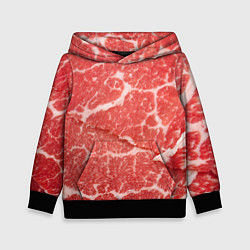 Толстовка-худи детская Кусок мяса, цвет: 3D-черный