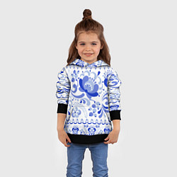 Толстовка-худи детская Гжель 2, цвет: 3D-черный — фото 2
