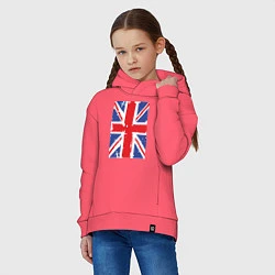 Толстовка оверсайз детская Британский флаг, цвет: коралловый — фото 2