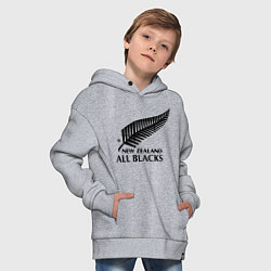 Толстовка оверсайз детская New Zeland: All blacks, цвет: меланж — фото 2