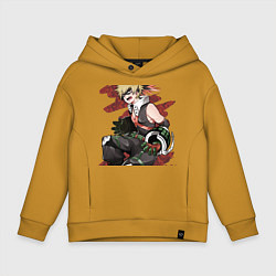 Толстовка оверсайз детская Кацуки Бакугоу, цвет: горчичный