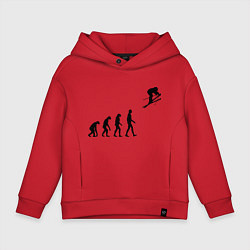 Толстовка оверсайз детская Эволюция лыжник, цвет: красный