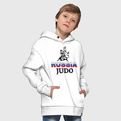 Толстовка оверсайз детская Russia judo, цвет: белый — фото 2