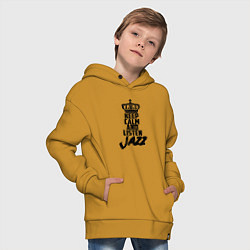 Толстовка оверсайз детская Keep Calm & Listen Jazz, цвет: горчичный — фото 2