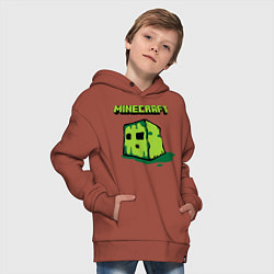 Толстовка оверсайз детская Minecraft Creeper, цвет: кирпичный — фото 2