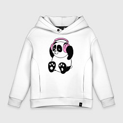 Толстовка оверсайз детская Panda in headphones панда в наушниках, цвет: белый
