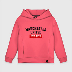 Толстовка оверсайз детская FC Manchester United Est. 1878, цвет: коралловый