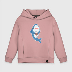 Толстовка оверсайз детская Hype Shark, цвет: пыльно-розовый