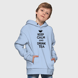 Толстовка оверсайз детская Keep Calm & Drink Tea, цвет: мягкое небо — фото 2