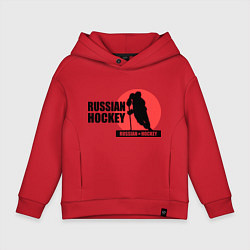 Толстовка оверсайз детская Russian hockey, цвет: красный