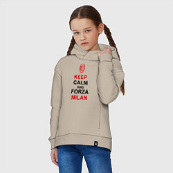 Толстовка оверсайз детская Keep Calm & Forza Milan, цвет: миндальный — фото 2