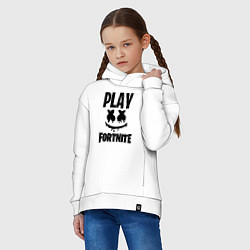 Толстовка оверсайз детская Marshmello: Play Fortnite, цвет: белый — фото 2