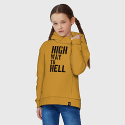 Толстовка оверсайз детская High way to hell, цвет: горчичный — фото 2
