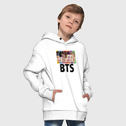 Толстовка оверсайз детская BTS: Boys Faces, цвет: белый — фото 2