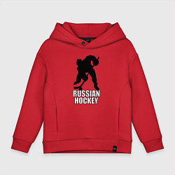 Толстовка оверсайз детская Russian Black Hockey, цвет: красный