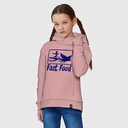 Толстовка оверсайз детская Shark fast food, цвет: пыльно-розовый — фото 2