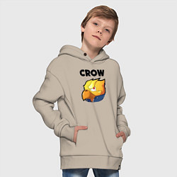 Толстовка оверсайз детская BRAWL STARS CROW PHOENIX, цвет: миндальный — фото 2