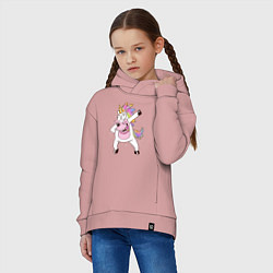 Толстовка оверсайз детская Dabbing Unicorn, цвет: пыльно-розовый — фото 2