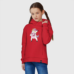 Толстовка оверсайз детская Dabbing Unicorn, цвет: красный — фото 2