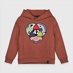 Толстовка оверсайз детская Life Universe Everything, цвет: кирпичный