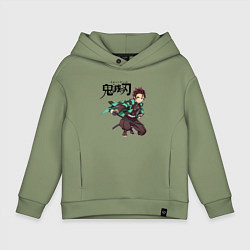 Толстовка оверсайз детская KIMETSU NO YAIBA, цвет: авокадо