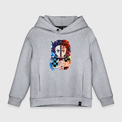 Толстовка оверсайз детская KIMETSU NO YAIBA, цвет: меланж